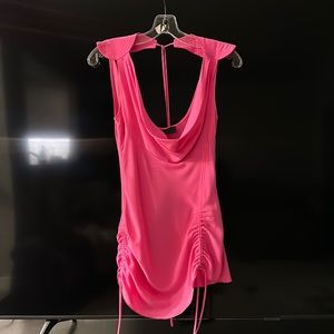 Pink Silk Women's Blouse - Cowl Neck